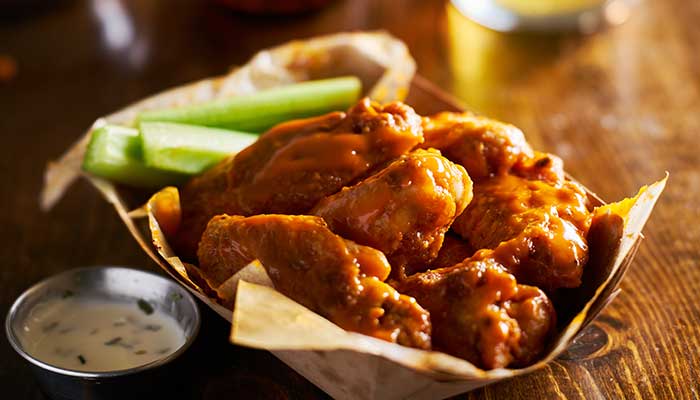 The Lodge of Spring Grove restaurant and bar in Illinois serves traditional and boneless buffalo chicken wings