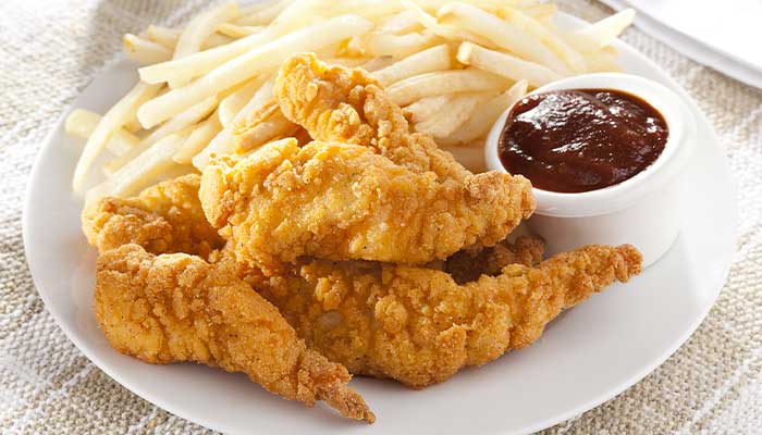 The Lodge of Spring Grove restaurant and bar in Illinois serves chicken tenders and French fries