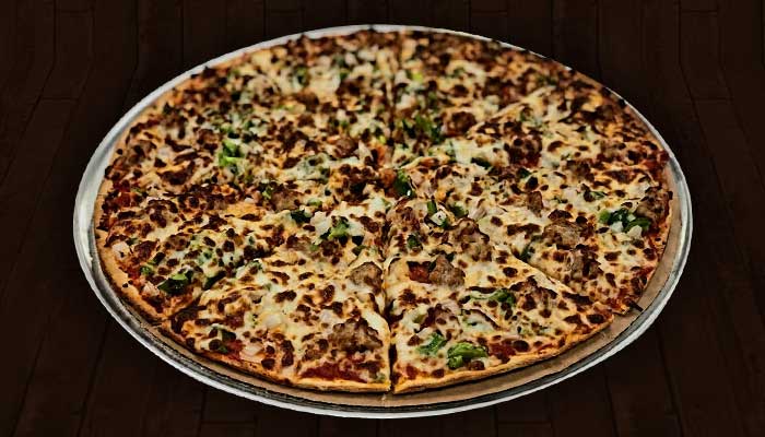 The Lodge of Spring Grove restaurant and bar in Illinois serves supreme pizza