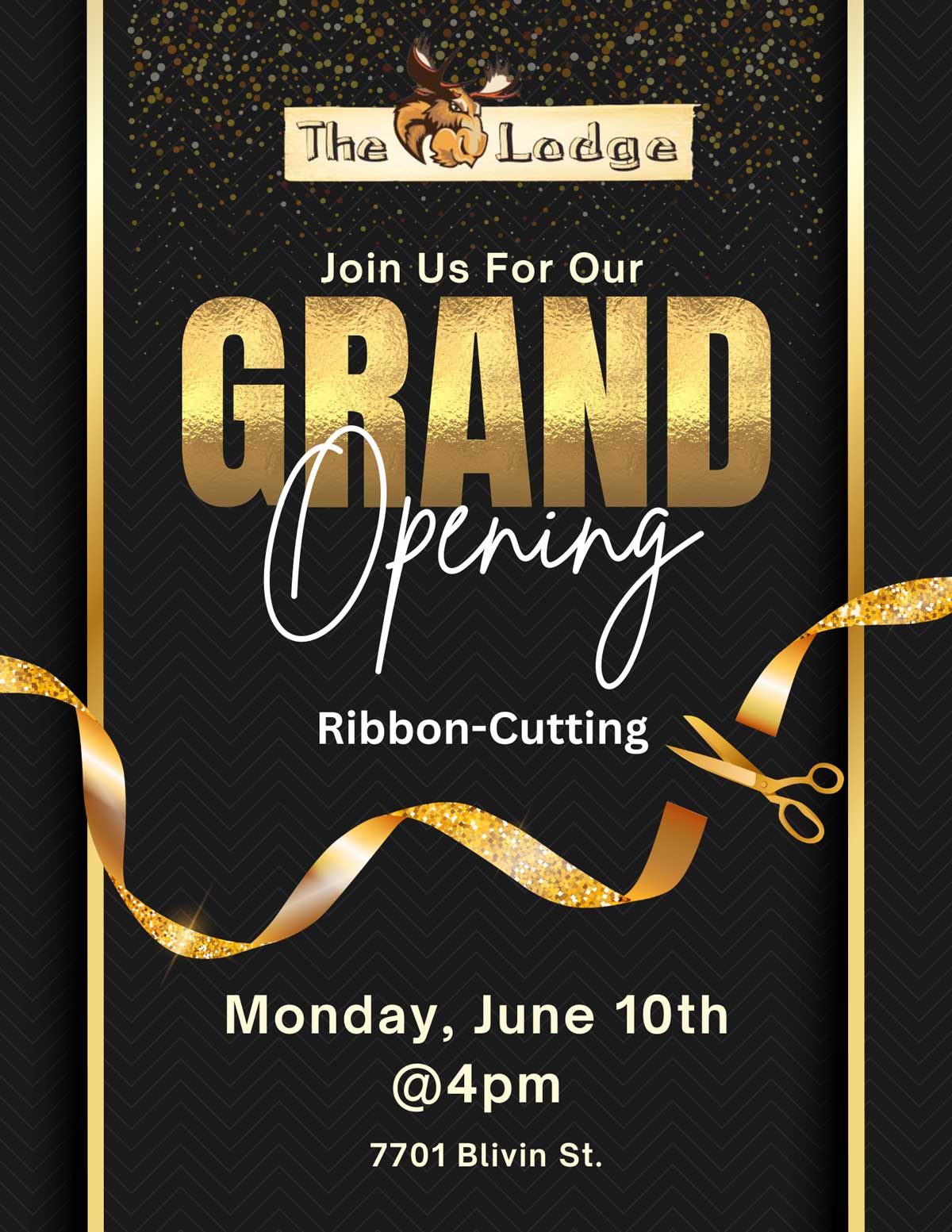 The Lodge of Spring Grove restaurant and bar grand opening ribbon cutting flyer The Lodge of Spring Grove restaurant and bar grand opening ribbon cutting flyer
